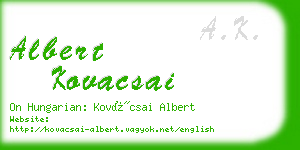 albert kovacsai business card